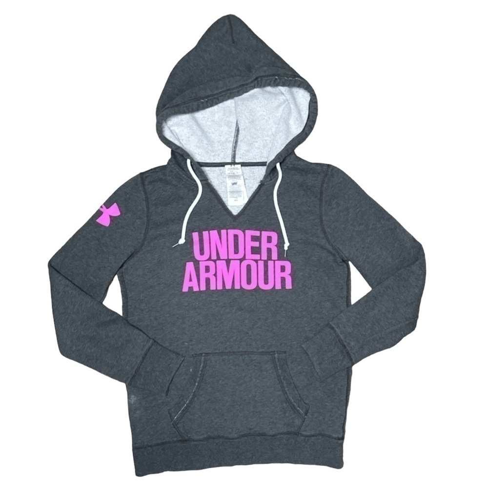 𝅺gray & Pink Under Armour Hoodie